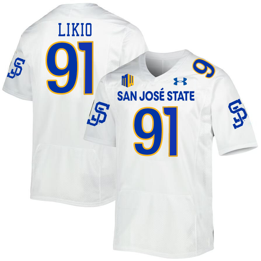 San Jose State Spartans #91 Quincy Likio College Football Jerseys,Uniforms-White